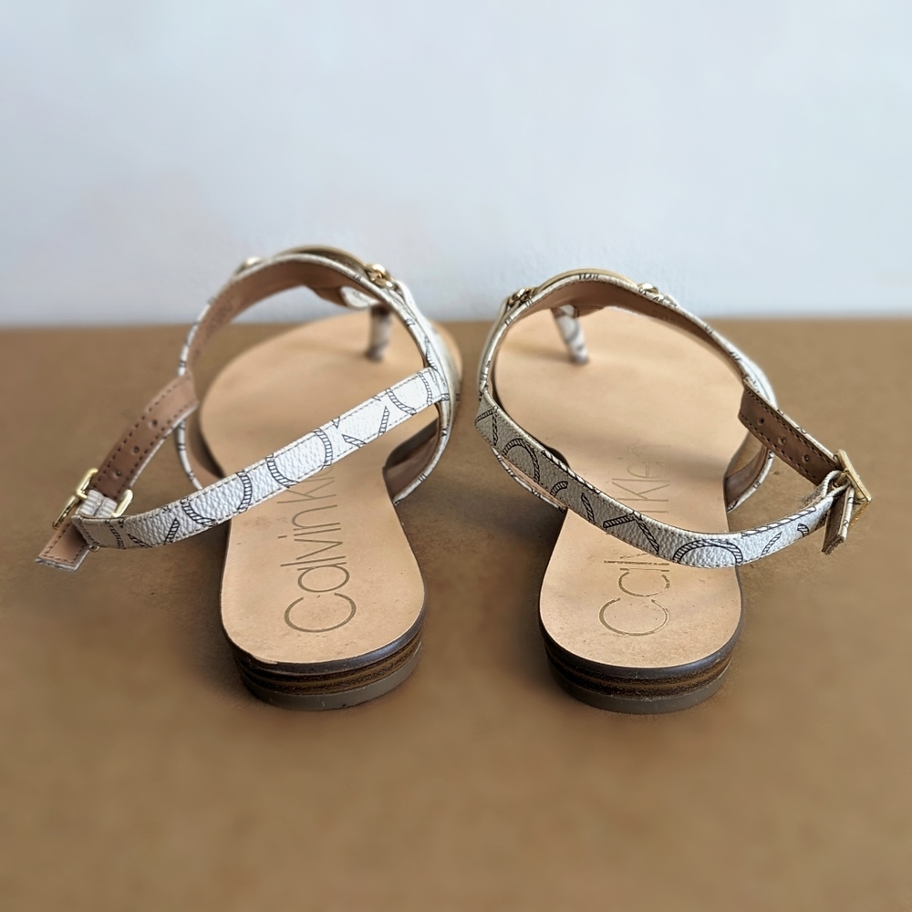 Calvin Klein Soley Monogram White with Logo Strap Back Women's Sandals - Picture 5 of 10